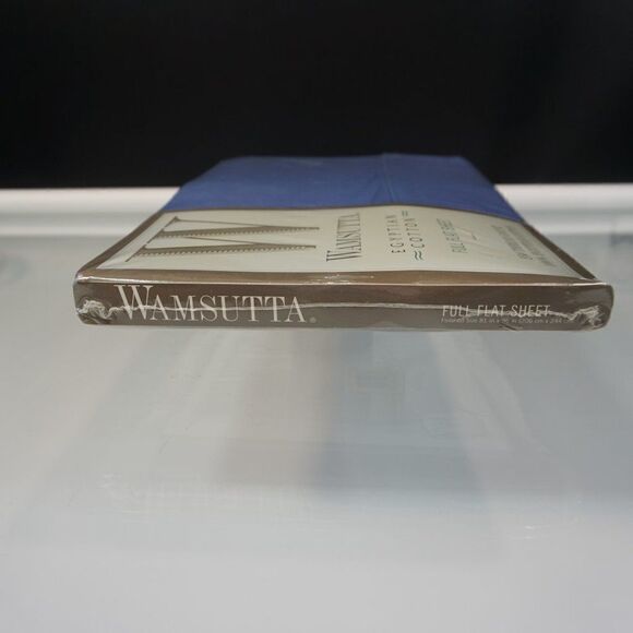 Wamsutta Egyptian Cotton Full Flat Sheet 250 Thread Count Lapis Blue Sealed NOS - Picture 6 of 6
